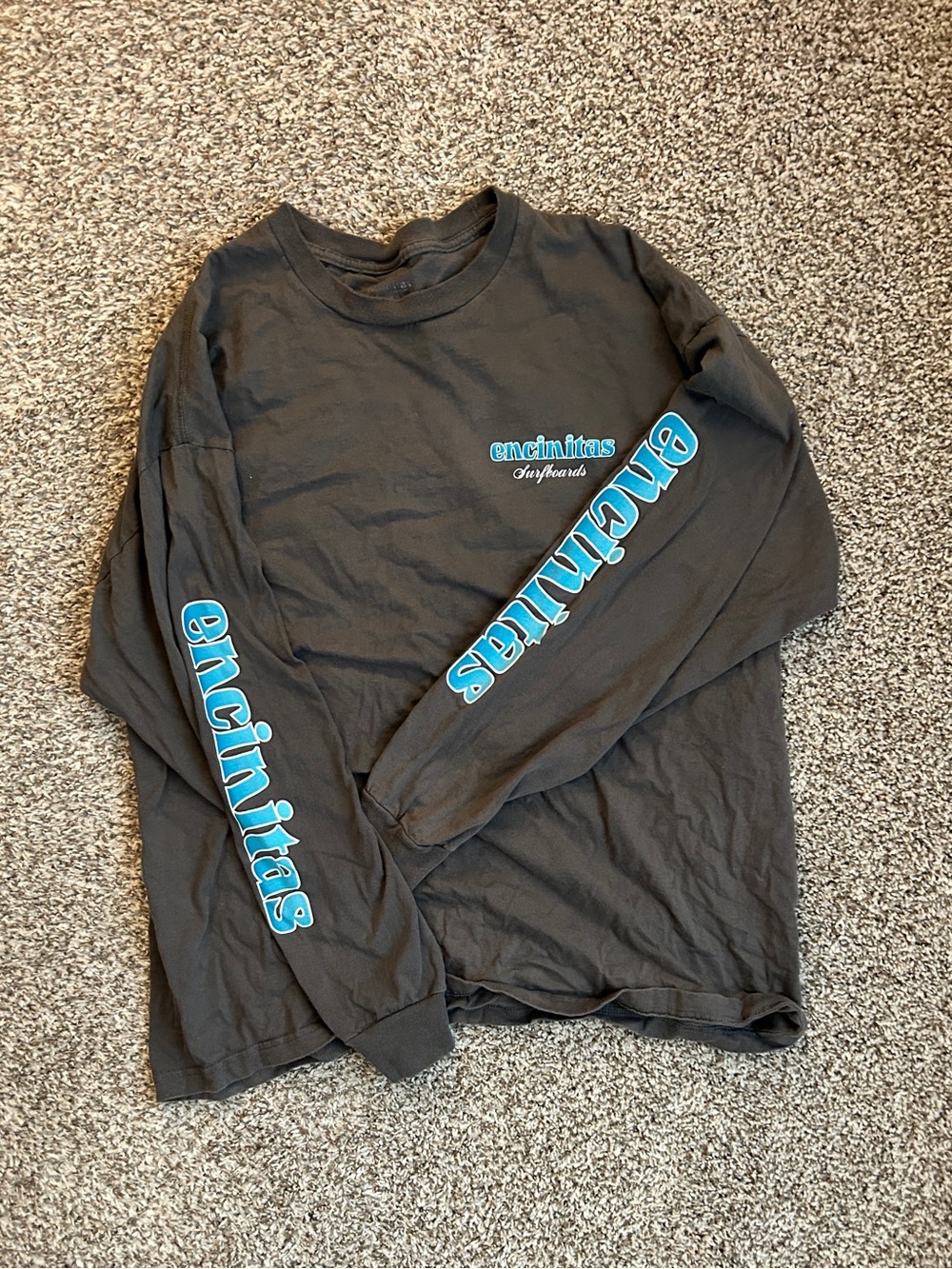 Men's Long Sleeve Tee - Black with Blue Logo